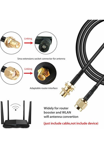 Rp - Sma Erkek - Dişi Wifi Anten Konnektörü Uzatma Kablosu Siyah 10 M (Yurt Dışından) fırsatları