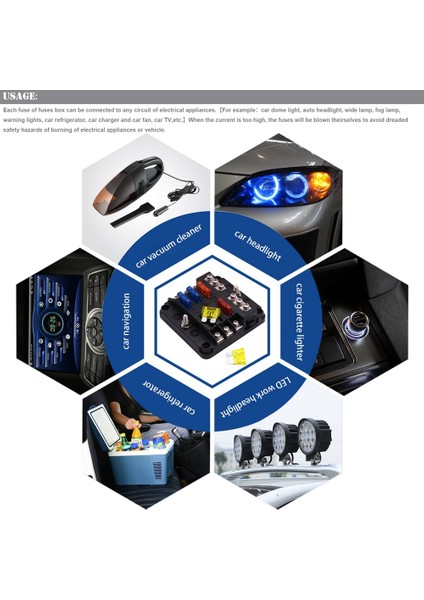 12V Sigorta Bloğu, LED Uyarı Göstergeli Su Geçirmez Tekne Sigorta Paneli Korumalı Kapak-Negatif Bus Sigorta Kutusu ile 6 Devre (Yurt Dışından) modelleri