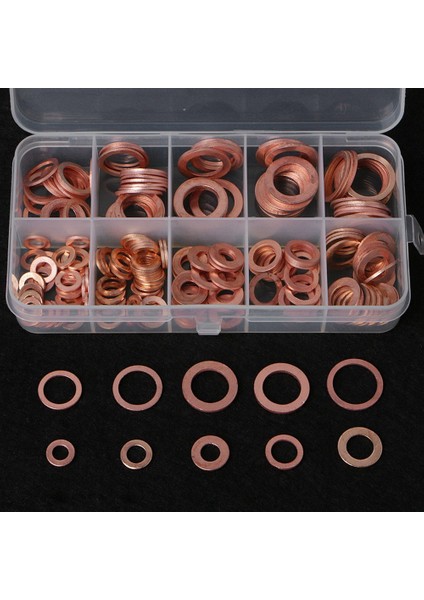 200 Adet O Ring Bakır Metrik Yıkayıcılar Çeşitler Kiti Düz Sızdırmazlık Yıkayıcı 9 Boyutları M5 M6 M8 M10 M12 M14 (Yurt Dışından)