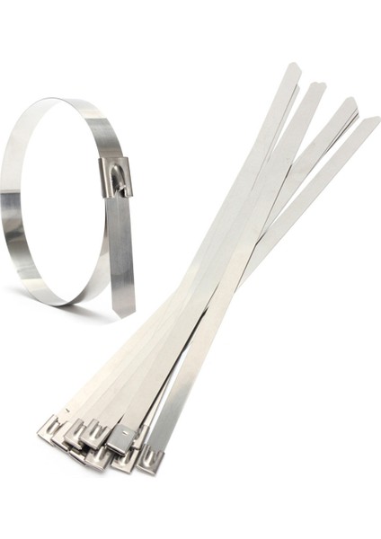 10 Adet 0.39" x 15.75" Paslanmaz Çelik Metal Kablo Zip Kravat Sarma Egzoz Askıları (Yurt Dışından)