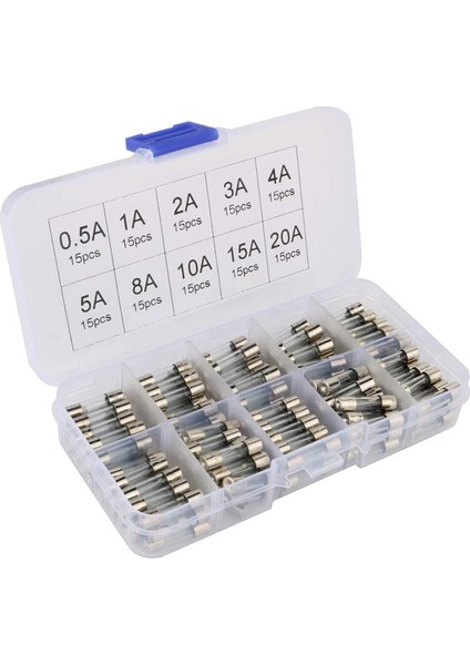 150 Adet 5X20 Hızlı Üflemeli Cam Tüp Sigortaları Araba Cam Tüp Sigortaları Çeşitli Kit (Yurt Dışından)