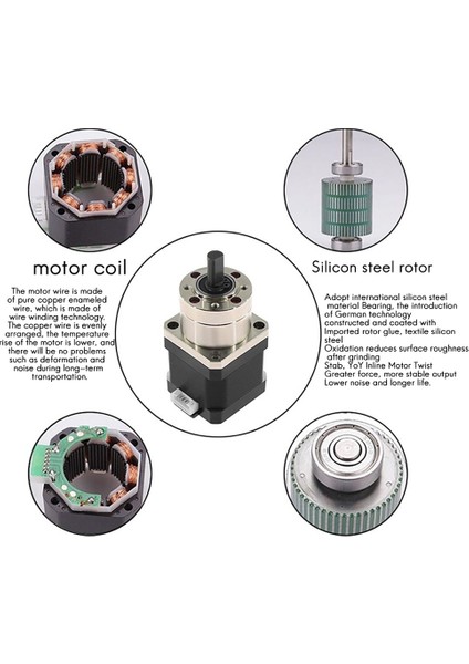 42 Planet Stepper Dişli Motoru 17HS4401S-PG518 H40MM 5.18 Redüksiyon Oranı Hibrit Iki Fazlı Redüktör Motoru (Yurt Dışından)