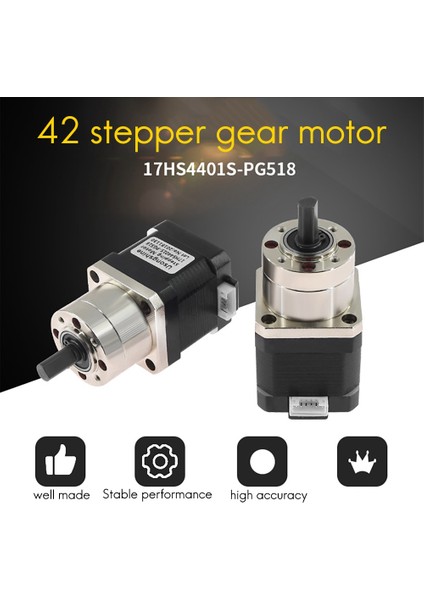 42 Planet Stepper Dişli Motoru 17HS4401S-PG518 H40MM 5.18 Redüksiyon Oranı Hibrit Iki Fazlı Redüktör Motoru (Yurt Dışından)