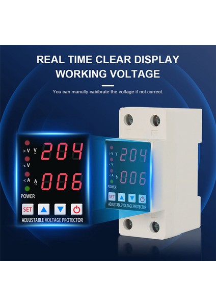 Din Ray Ayarlanabilir Aşırı Gerilim ve Düşük Gerilim Koruyucu Çift Ekranlı Koruyucu Cihaz Rölesi (40A) (Yurt Dışından) fiyatları