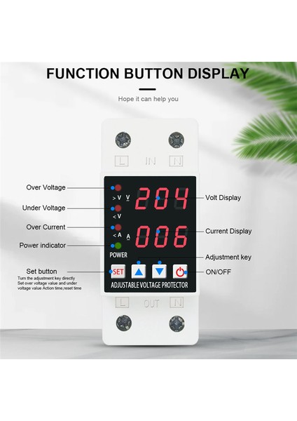 Din Ray Ayarlanabilir Aşırı Gerilim ve Düşük Gerilim Koruyucu Çift Ekranlı Koruyucu Cihaz Rölesi (40A) (Yurt Dışından) modelleri