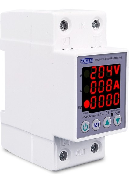 Tomzn 63A 230V 3ın1 Din Ray Ayarlanabilir Aşırı ve Düşük Gerilim Koruyucu Cihaz Koruyucu Röle Aşırı Akım Korumalı (Yurt Dışından) fiyatları