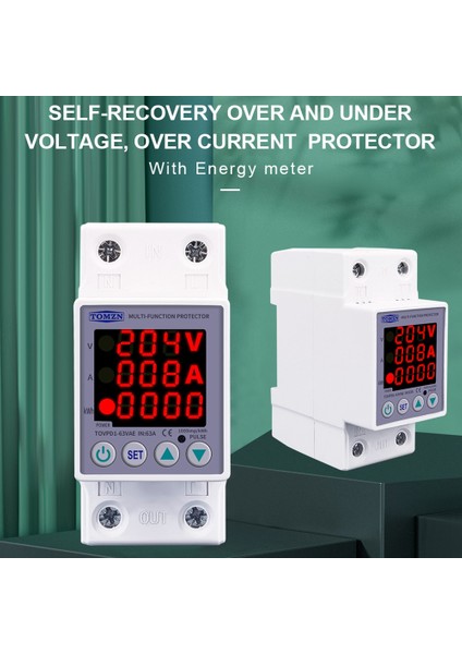 Tomzn 63A 230V 3ın1 Din Ray Ayarlanabilir Aşırı ve Düşük Gerilim Koruyucu Cihaz Koruyucu Röle Aşırı Akım Korumalı (Yurt Dışından) fırsatları