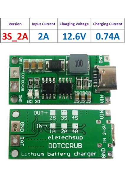 3s 1A Tip-C Takviye Modülü Polimer Lityum Iyon Pil Şarj Modülü (Yurt Dışından) indirimleri