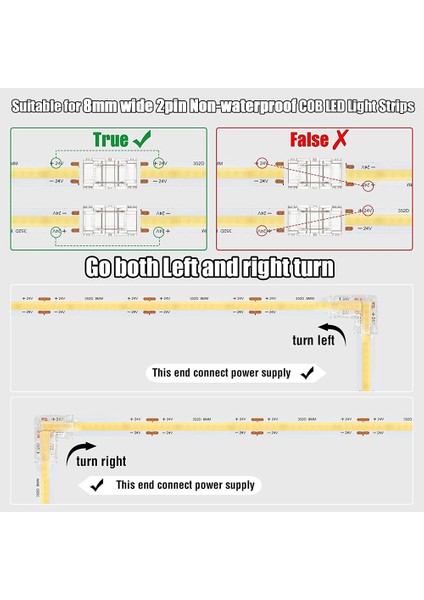 10PCS 2 Pin 8mm Cob LED Konnektör Kiti, 8mm Cob LED Şerit Işıklar Için (Yurt Dışından)