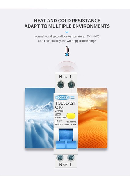 Tomzn 18MM 230V Rcbo 1p+N 6ka Kaçak Akım Diferansiyel Otomatik Devre Kesici Aşırı Akım Kaçak Korumalı, 10A (Yurt Dışından) indirimleri