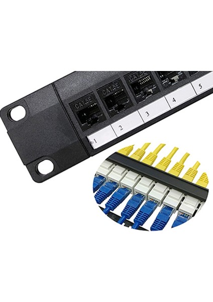 Bağlantı Noktalı Düz Cat6 Patch Panel RJ45 Ağ Kablosu Adaptör Jakı Ethernet Dağıtım Çerçevesi (Yurt Dışından)