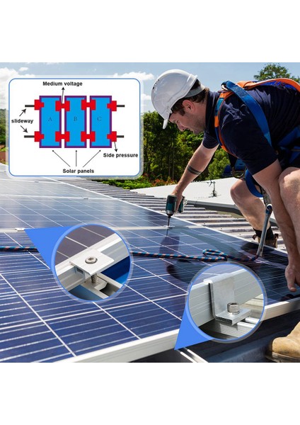 10'lu Güneş Paneli Braketi Paketi Merkezi Klips 35 mm T Şekilli Pv Modülü Braket Klipsi, Rv Çatılar Için Yüksekliği Ayarlanabilir (Yurt Dışından) fırsatları