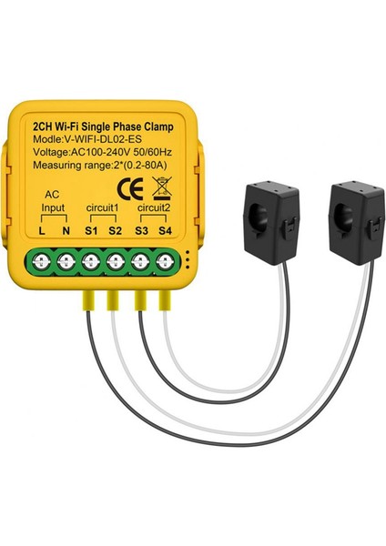 Tuya Ikili Wifi Enerji Ölçer 80A Kelepçeli Ct Kwh Güç Elektrik Tüketimi Monitörü Alexa Google Home (B) Için (Yurt Dışından)