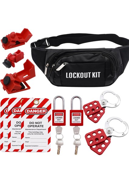 Kilitleme Etiketleme Kiti, Güvenlik Asma Kilitleri, Grup Kilitleme Kilitleri, Siyah Cep Çantalı Evrensel Devre Kesici Kilitleme. (Yurt Dışından)