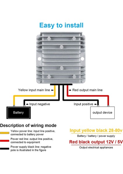 Dcdc Dönüştürücü Gerilim 48V - 12V 10A 120W Gerilim Dönüştürücü Su Geçirmez Buck Trafo Güç Kaynağı (Yurt Dışından)