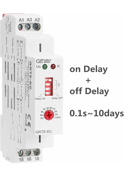 Geya Grt8-Ec 10A Çift Fonksiyonlu Zaman Rölesi Gecikmeli Veya Kapalı Gecikmeli Röle AC230V Zaman Rölesi (Yurt Dışından)