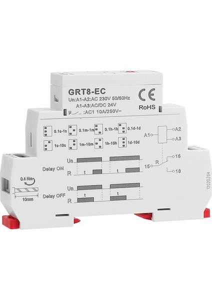 Geya Grt8-Ec 10A Çift Fonksiyonlu Zaman Rölesi Gecikmeli Veya Kapalı Gecikmeli Röle AC230V Zaman Rölesi (Yurt Dışından)