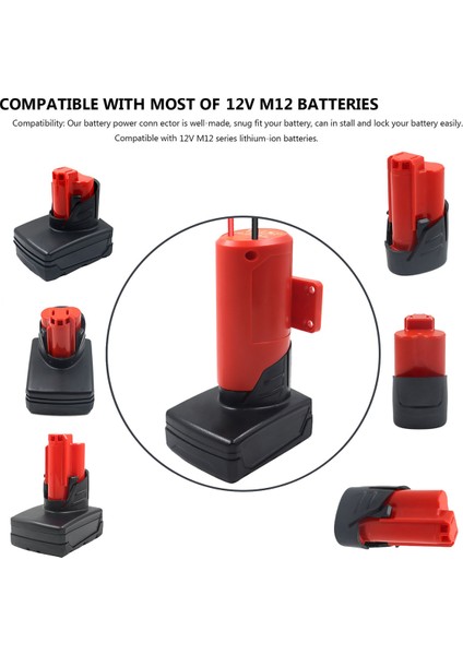 M12 Dönüştürücü Adaptör 30A Sigorta Milwaukee 12 V Lityum Pil Harici Güç Kaynağı Dıy Konnektör Braketi Tutucu 2 Adet (Yurt Dışından)
