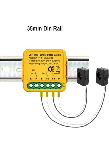 Tuya Ikili Wifi Enerji Ölçer 80A Kelepçeli Ct Kwh Güç Elektrik Tüketimi Monitörü Alexa Google Home(A) (Yurt Dışından) indirimleri