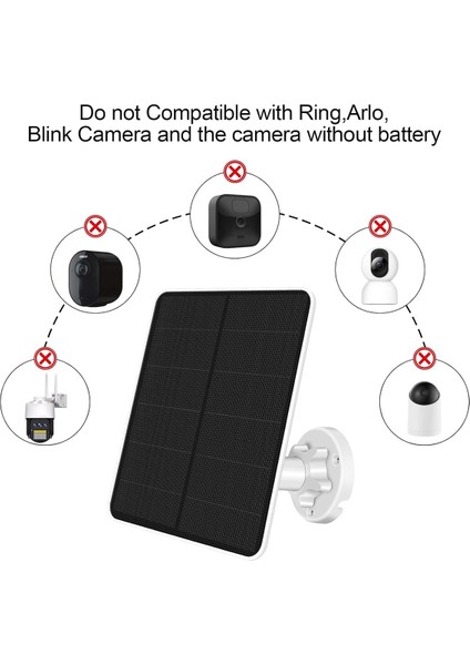 Güvenlik Kamerası Için Güneş Paneli, Mikro USB ve Usb-C Portlu 5W Güneş Paneli, IP65 Su Geçirmez Güvenlik Kamerası Güneş Paneli (Yurt Dışından)