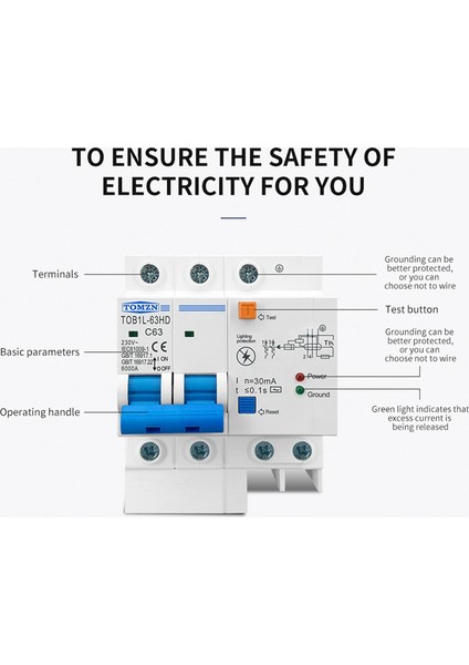 Tomzn Kaçak Akım Korumalı Ana Şalter Aşırı Gerilim Korumalı Rcbo Mcb Yıldırım Korumalı Spd 63A (Yurt Dışından) indirimleri