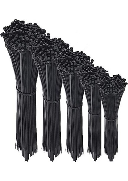 500 Adet Kablo Bağları Siyah Ağır Hizmet Fermuarlı Bağlar 2,5 x 100 Mm, 2,5 x 150 Mm, 2,5 x 160 Mm, 2,5 x 200 Mm, 2,5 x 300 mm (Yurt Dışından)