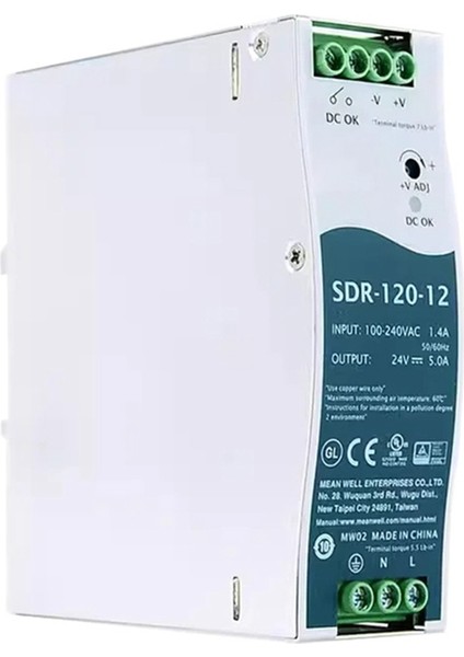 SDR-120-12 Anahtarlama Güç Kaynağı 120W 12V 10A Tek Çıkışlı Endüstriyel Dın Rayı Pfc Fonksiyonlu Güç Kaynağı (Yurt Dışından)