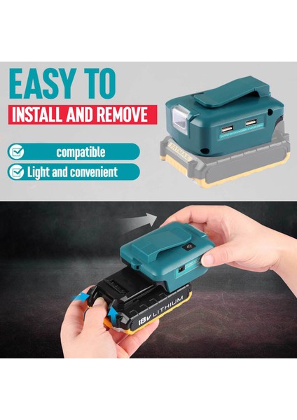 14.4V/18V Lityum Pil Adaptörü LED Spot Işıklı USB Dönüştürücü M Piller Için (Yurt Dışından) fiyatları