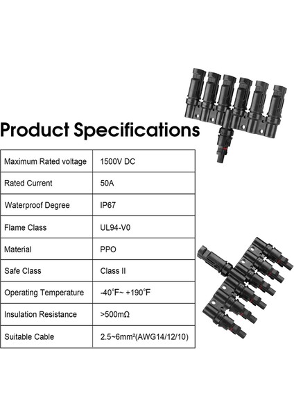 2 Çift 6 Ila 1 T Dal Konnektörü Güneş Paneli Konnektörleri Kablo Ayırıcı Bağlantı Parçası Güneş Kablo Konnektörleri Rv Için (Yurt Dışından) fiyatları