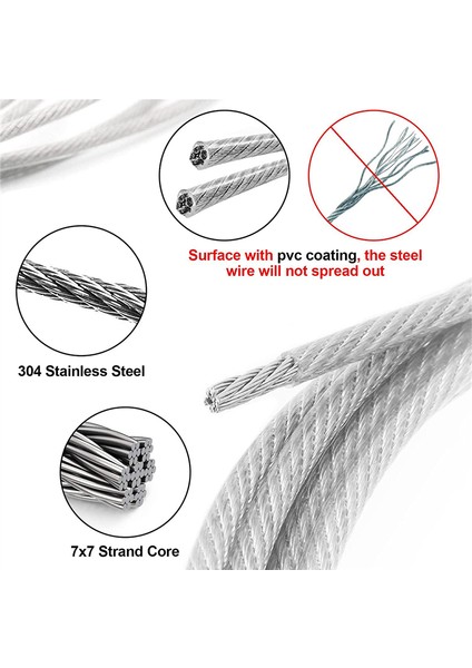 4 Paket Ayarlanabilir Resim Asma Teli Ağır Hizmet Tipi 50 Lbs Asma Donanımı, 2m x 1,5mm Paslanmaz Çelik Tel Halat (Yurt Dışından)