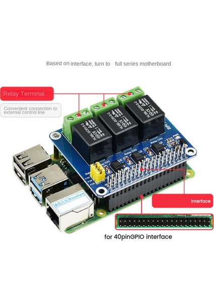 Raspberry Pi Için 3 Yollu Röle Genişletme Kartı 4b/3b/3b+ Akıllı Ev Için Anakart Röle Kontrol Modülü (Yurt Dışından)