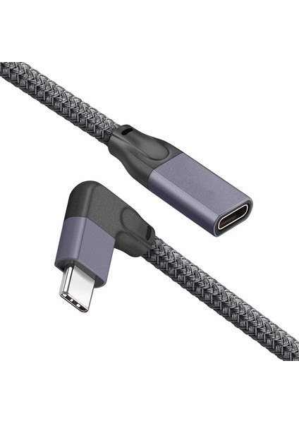 Dik Açılı USB C Uzatma Kablosu Kısa (1,6 Ft), Örgülü ve Alüminyum Usb-C 3.1 Erkek - Dişi Uzatma, Gen 2 10 Gbps (Yurt Dışından)