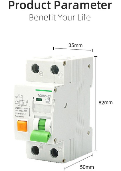 Tip A Rcbo 6ka 1p+N Aşırı Akım ve Kaçak Korumalı Elektromekanik Kaçak Akım Devre Kesici, 16A (Yurt Dışından)