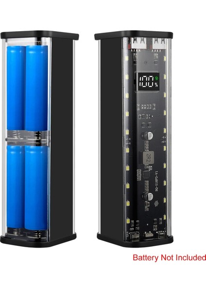 8 Yuvalı 18650 Dıy Power Bank Kılıfı Hızlı Şarjlı Power Bank Kılıfı Büyük Kapasiteli Dijital Ekranlı Pil Depolama Siyah (Yurt Dışından) fırsatları