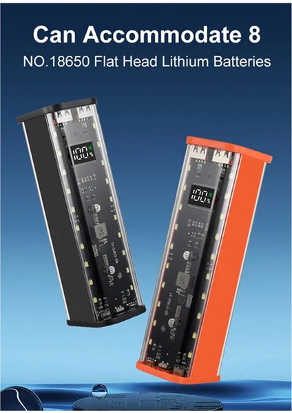 8 Yuvalı 18650 Dıy Power Bank Kılıfı Hızlı Şarjlı Power Bank Kılıfı Büyük Kapasiteli Dijital Ekranlı Pil Depolama Siyah (Yurt Dışından) indirimleri