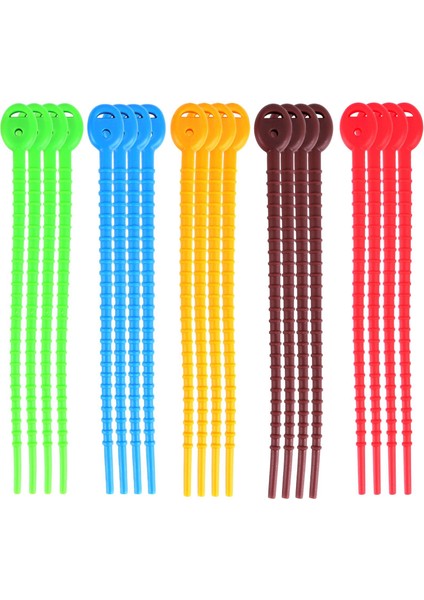 20 Pcs Silikon Kablo Bağları, Dayanıklı Fermuarlı Bağlar, Çanta Mühür Klipsleri, Kablo Askıları, Ekmek Bağları, Ev Ofis Için Kauçuk Büküm Bağları (Yurt Dışından)