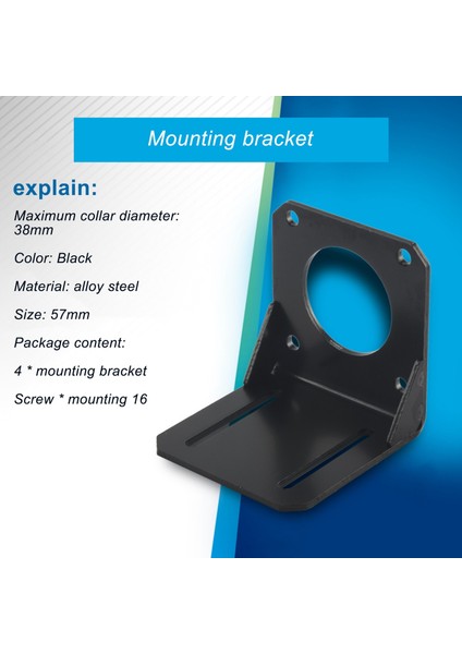Adet 57 Step Motor Nema 23 Sabit Koltuk, Nema 23 Step Motor Çelik Montaj Braketi, Montaj Vidaları ile (Yurt Dışından)