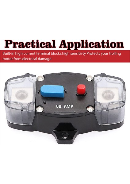 Manuel Sıfırlama ile 12-48 V Dc 60 Amp Devre Kesici, Araba Rv Marine Için 0-8 Ölçer Trolling Araba Stereo Ses Inline Sigorta (Yurt Dışından) fiyatları