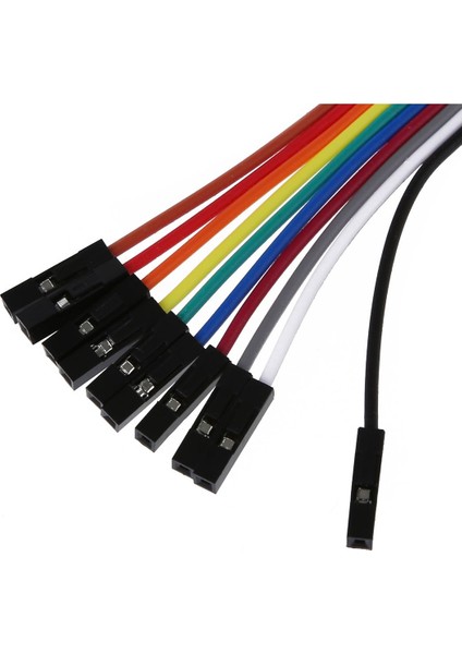 10 Adet 20 cm Dişi Kadın 1 Pinli Fiş Jumper Kablo Teller Çok Renkli (Yurt Dışından)