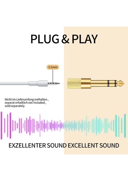 4 Adet 6.35MM (1/4 Inç) Erkek - 3.5mm (1/4 Inç) Dişi Stereo Kulaklık Adaptörü, Kulaklık Için Ses Adaptörü Jakı Fişi (Yurt Dışından)