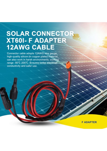 Güneş Konnektörü XT60I- F Adaptörü 12AWG Kablo Bağlantısı Güneş Paneli Şarj Kablosu Teli Güneş Jeneratörü Için 1,5 Metre (Yurt Dışından)