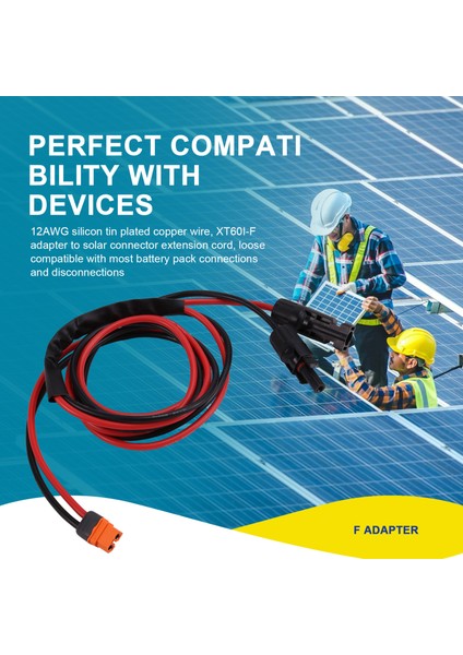 Güneş Konnektörü XT60I- F Adaptörü 12AWG Kablo Bağlantısı Güneş Paneli Şarj Kablosu Teli Güneş Jeneratörü Için 1,5 Metre (Yurt Dışından)