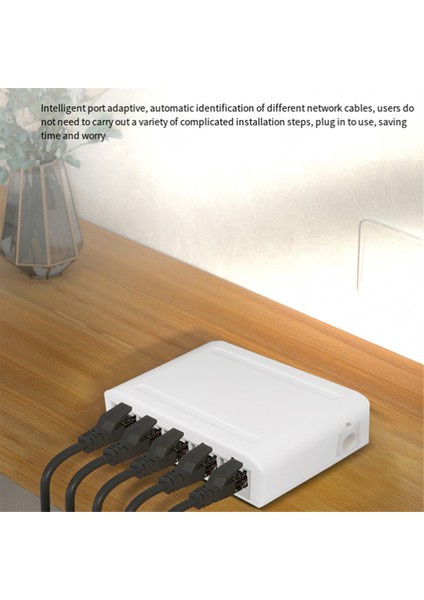5 Port Veri Anahtarı, Ağ Hub'ı, Masaüstü Ethernet Ayırıcı, Tak ve Çalıştır Korumalı Portlar Fansız Sessiz (Yurt Dışından)
