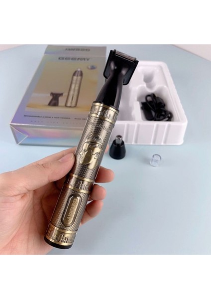 2 In 1 Şarjlı Kulak Burun Kılı Alma ve Temizleme Ense Favori Düzeltme Metal Tıraş Makinesi