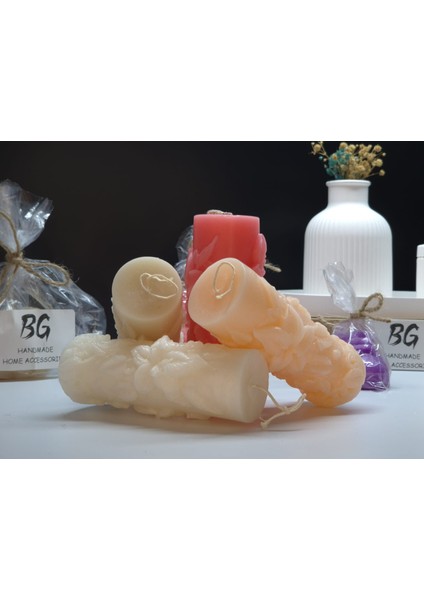 Kiraz Çiçeği Kokulu Kırmızı Renkli Silindirik Çiçek Mum modelleri