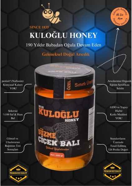 Doğal Bingöl Yöresi Hakiki Kara Kovan Polifleorali Süzme Çiçek Balı 850 gr