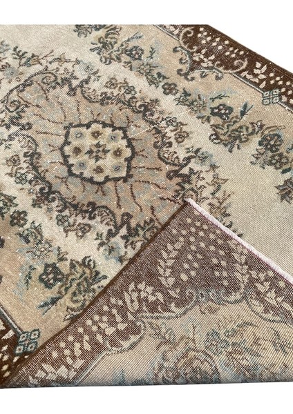 El Dokuma Eskitme Isparta Halısı 120 x 206 Vintage Kahve Krem Halı