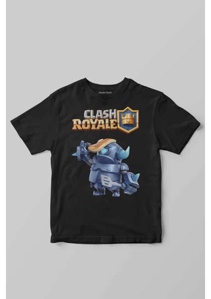 Unisex Siyah Clash Royale Mini P.e.k.k.a Savaşçı Baskılı Çocuk Tişörtü