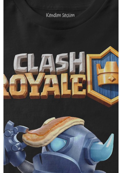 Unisex Siyah Clash Royale Mini P.e.k.k.a Savaşçı Baskılı Çocuk Tişörtü