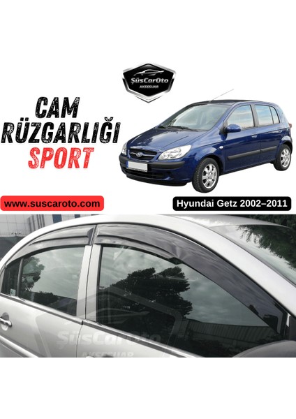 Hyundai Getz 2002–2011 Uyumlu Mugen Cam Rüzgarlığı Seti Piano Black 4'lü Ithal Parlak Siyah